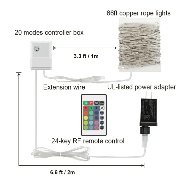 66ft 200 LEDs Color Changing Plug In Fairy Lights with Remote and Timer