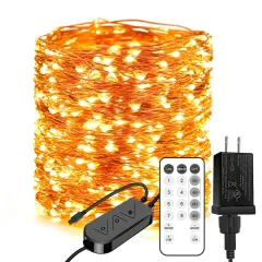 165ft 500 LEDs Warm White Plug in Fairy Lights With Timer