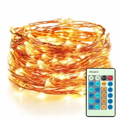 33ft 100 LEDs Warm White Plug In Fairy Lights with Remote