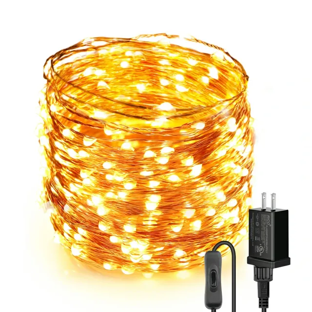 99ft 300 LEDs Warm White Plug In Fairy Lights with  ON/Off Switch