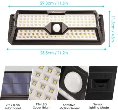 136 LED Wireless Solar Motion Sensor Light Outdoor