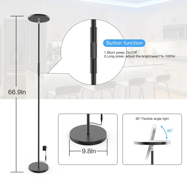 RGBCW Smart WiFi LED Sky Floor Lamp, Super Bright Dimmable Torchiere Lamp