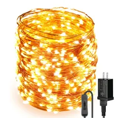 165ft 500 LEDs Warm White Plug In Fairy Lights with  ON/Off Switch