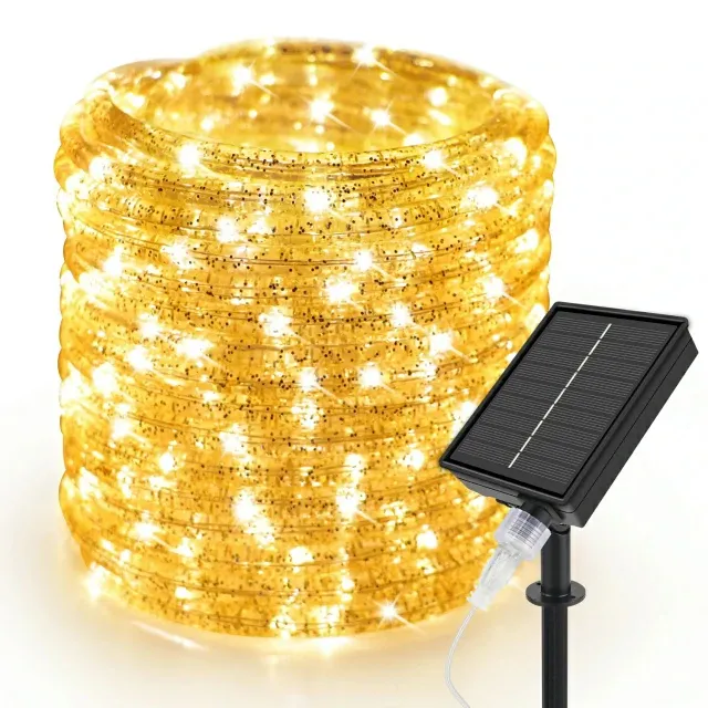 33ft Warm White LED Solar Rope Lights