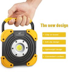 Portable COB LED Work 10W 1000lm 2 Modes Emergency Light, Battery Powered Cordless Floodlight