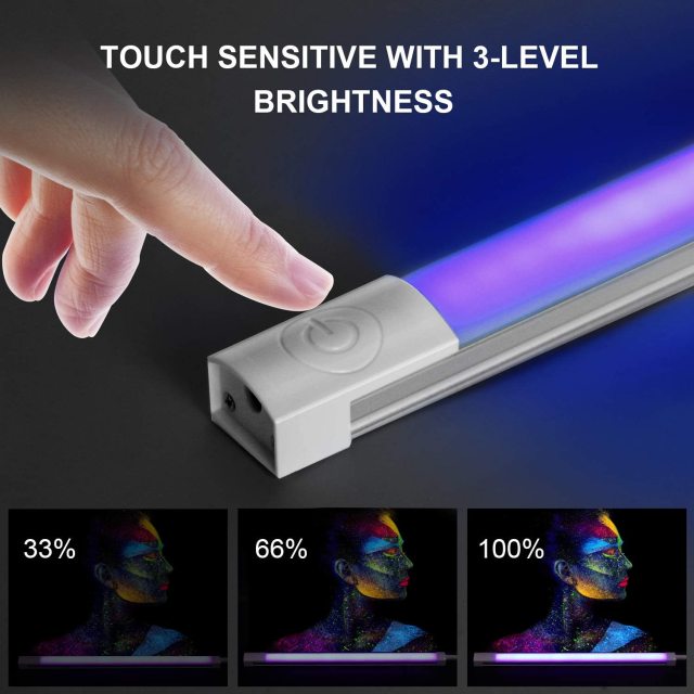 Moobibear 6W Touch Sensitive Portable Blacklight Bar, DC 5V Low Voltage for Poster, Paint Art, Bedroom, Halloween Parties