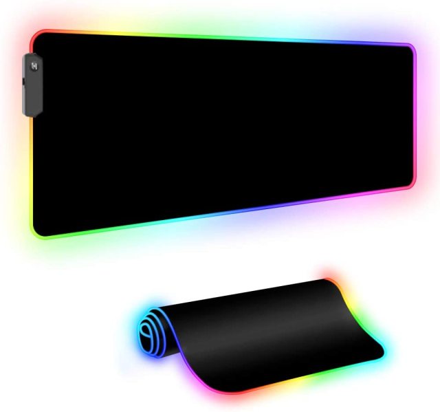 Oversized Glowing Computer Keyboard RGB Mouse Pad Mat with Durable Stitched Edges，31.5X 11.8in