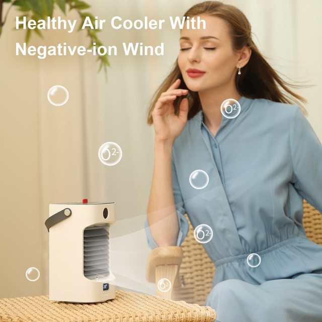 Rechargeable Portable Air Conditioner,  Mini Personal Air Cooler Fan with 3 Speed Modes