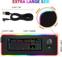 Oversized Glowing Computer Keyboard RGB Mouse Pad Mat with Durable Stitched Edges，31.5X 11.8in