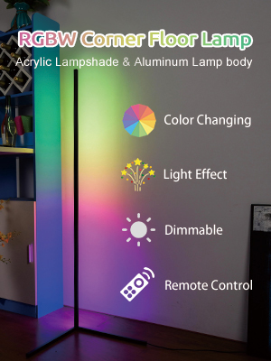 RGBW Corner Floor Lamp Acrylic Lampshade&Aluminum Lamp Body