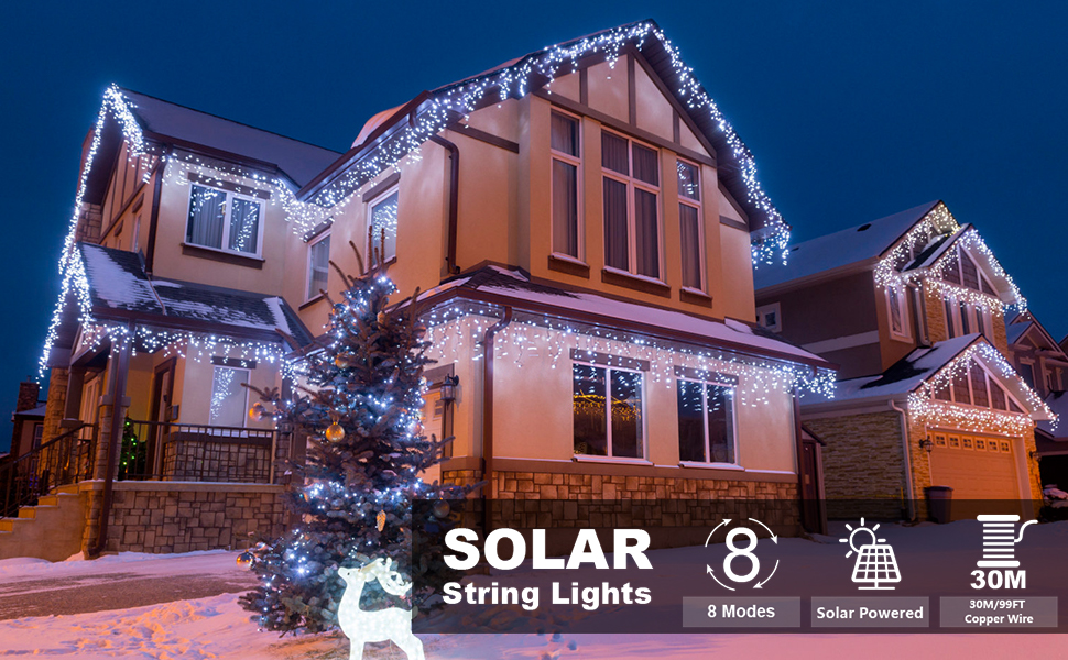8 Lighting Modes Solar String Lights For House Decoration