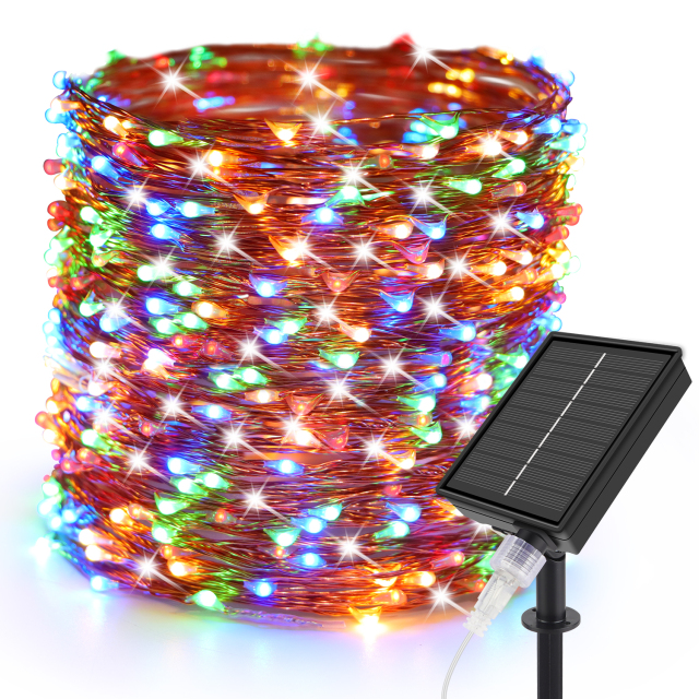 99ft 300 LEDs Multicolor Solar Fairy Lights