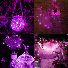 99ft 300 LEDs Purple Solar Fairy Lights