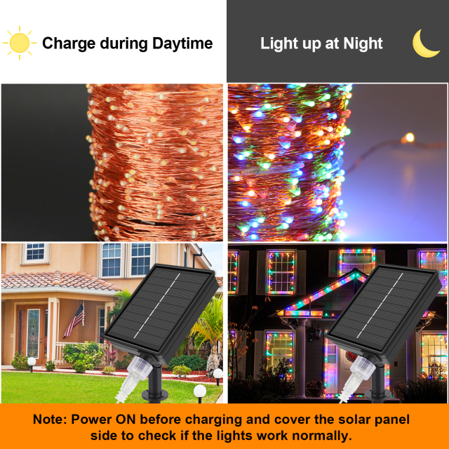 99ft 300 LEDs Multicolor Solar Fairy Lights