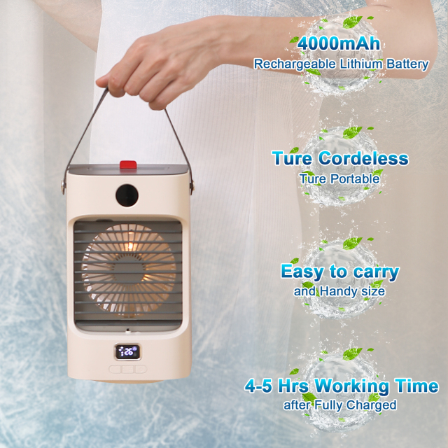 Rechargeable Portable Air Conditioner,  Mini Personal Air Cooler Fan with 3 Speed Modes