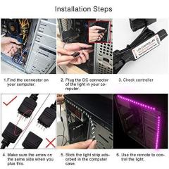 Chassis Decotion Lghts RGB PC LED Strip Lights with IF Remote Controller,2 PCS SMD5050