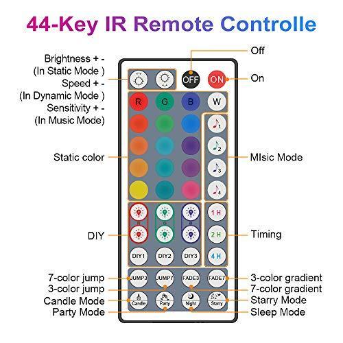 32.8FT/510M Music Sync LED Strip Lights with 44Key Remote