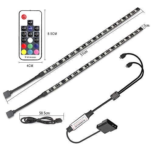 Chassis Decotion Lghts RGB PC LED Strip Lights with IF Remote Controller,2 PCS SMD5050