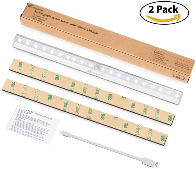 20LEDs Rechargeable Motion Sensing Closet Light with Magnetic Strip For Home Counter Decoration