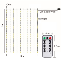 3*3 M 300 LEDs USB Led Icicle String Lights with Hook Up for Garland Christmas Wedding Window Decoration