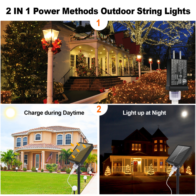 ORGED Upgraded 164ft Solar & Plug in 2-in-1 LED Fairy String Lights, 400 LED 8 Lighting Modes with Remote Control For House Decoration