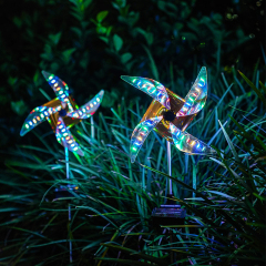 Solar Wind Spinner with 8 Lighting Modes 4 Color Changing for Outdoor Backyard Lighting