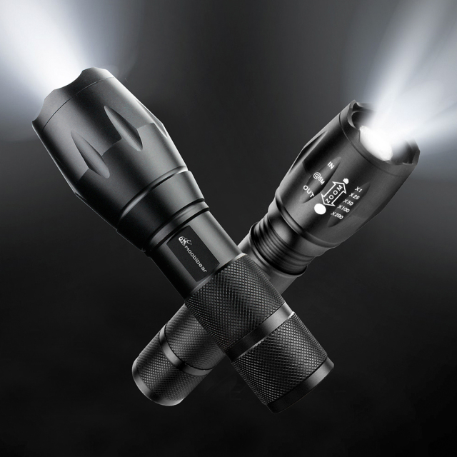 800lm LED Zoomable Flashlights with Adjustable Focus and 5 Light Modes, 2 Pack