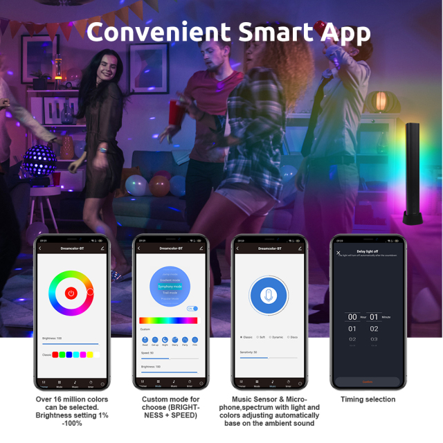 Double RGBIC Bluetooth Smart LED Light Bars with 6 Scene Modes and 4 Music Modes