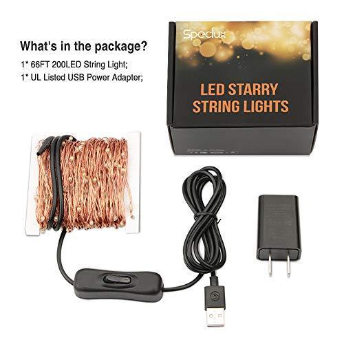 66FT USB Powered LED Fairy String Lights, Warm White