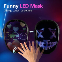 Programmable Bluetooth LED Light Up Face Mask for Costumes Cosplay Masquerade Party