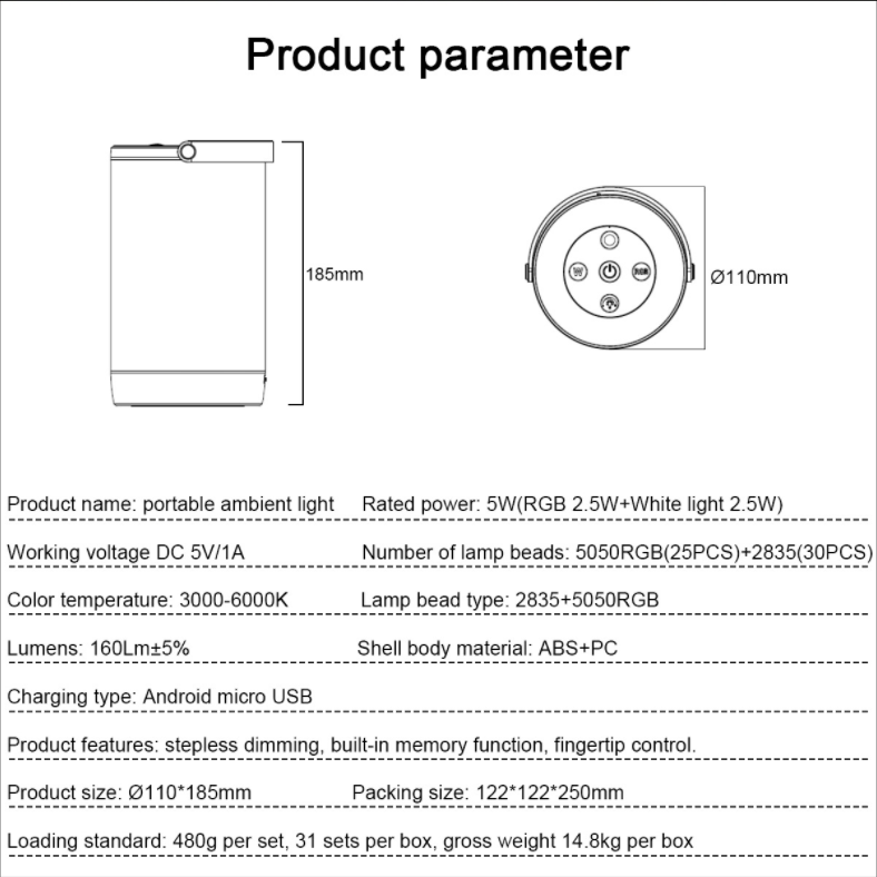 Parameter Details Of Dimmer Table Lamp