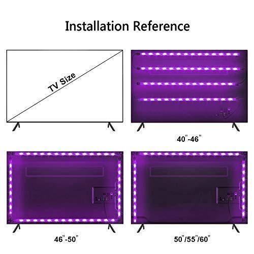 USB Led Strip Lights for 40"-60" TV with 360°RF Remote, 20 Colors