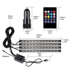 USB Car Interior Lights Waterproof 48 LED Strip Lights Including Cigarette Charger