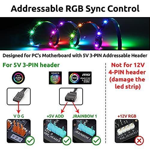 40in/100cm Addressable RGB PC LED Strip, 5V 3 Pin Header