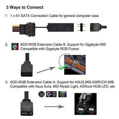 Addressable RGB  PC LED Strip Lights with 5V 3Pin RGB Header and Controller, 3PCS 63LEDS