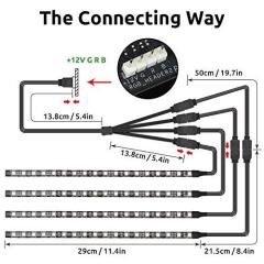 RGB PC LED Strip Lights with 12V 4Pin RGB Header, 4PCS SMD 5050