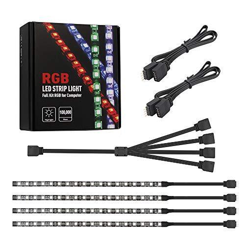 RGB PC LED Strip Lights with 12V 4Pin RGB Header, 4PCS SMD 5050