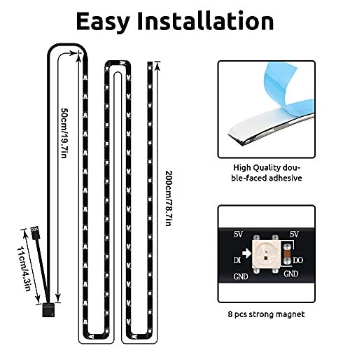 80in / 2M Addressable RGB PC LED Strip, 5V 3 Pin Header