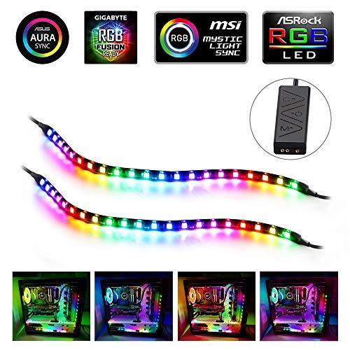 Addressable RGB  PC LED Strip Lights with 5V 3Pin RGB Header and Controller, 3PCS 63LEDS