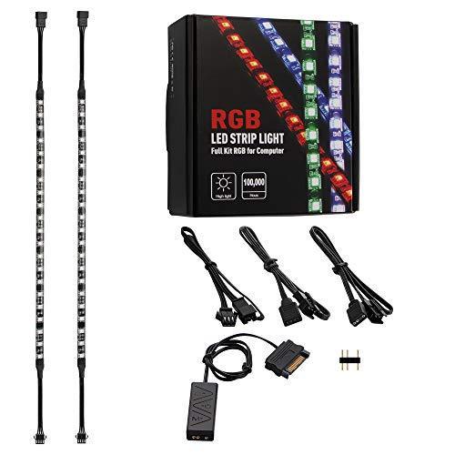 Addressable RGB  PC LED Strip Lights with 5V 3Pin RGB Header and Controller, 3PCS 63LEDS