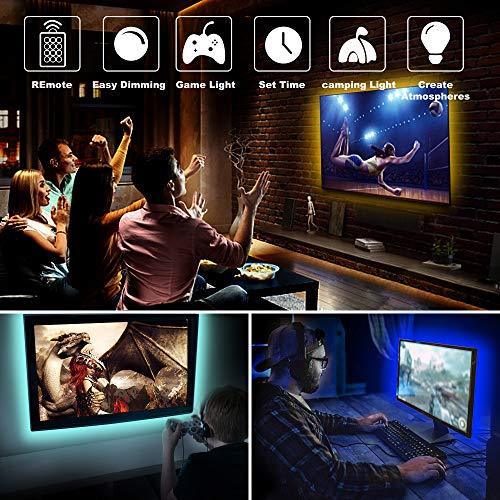 USB Led Strip Lights for 40"-60" TV with 360°RF Remote, 20 Colors