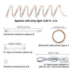 9.84ft Under Counter Strip Light for Kitchen, 1200lm 3000K Warm White