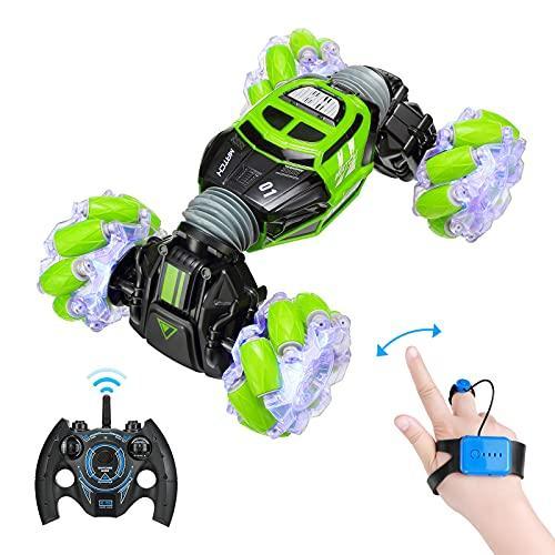 RC Stunt Car 4WD Watch Gesture Sensor Control Deformable Electric Car  All-Terrain Transformable Car Auto-demo for Kids Christmas Gift W/ LED  Light Music