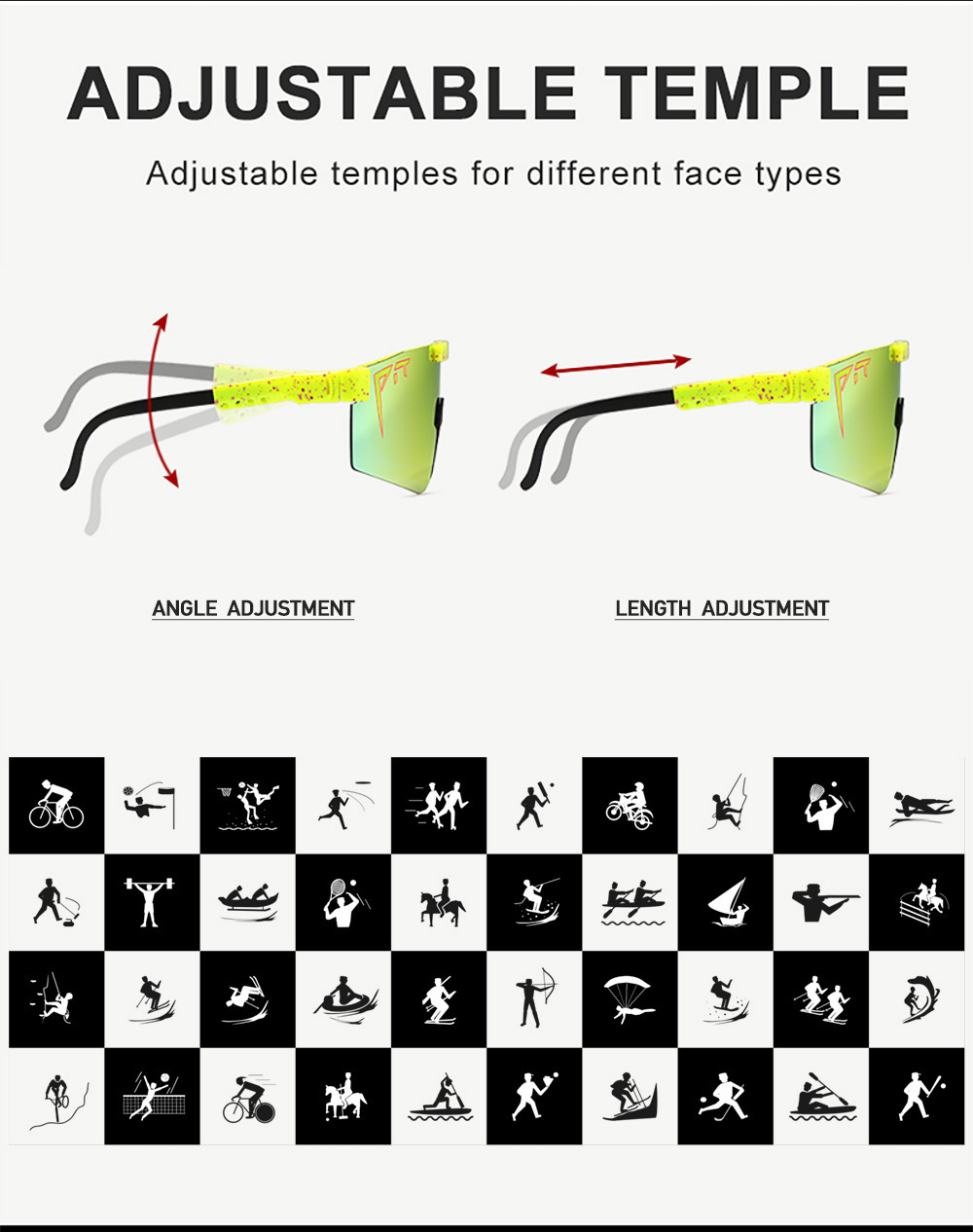 Pit-Viper Sunglasses Adjustable Temples For Different Face Types 