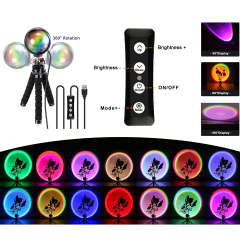 USB LED Rainbow Sunset Projector With 17 Colors For Photography Home Party Living Room Bedroom