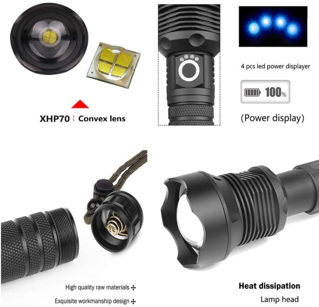 ORGED High Lumens Rechargeable Waterproof Super Bright LED Tactical Flashlights With USB