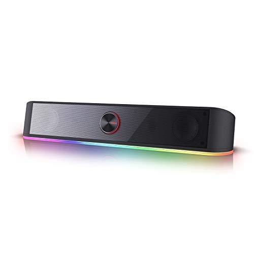 Moobibear 2.0 Channel Computer Speaker Soundbar with Dynamic Lighting Bar Audio-Light Sync/Display, Touch-Control Backlit