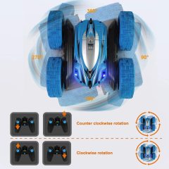 2 in 1 RC Car Two Tire Convert Remote Control Double-sided Stunt Car With LED 4WD 360° Rotation Fancy Shape Children's Toys Gift