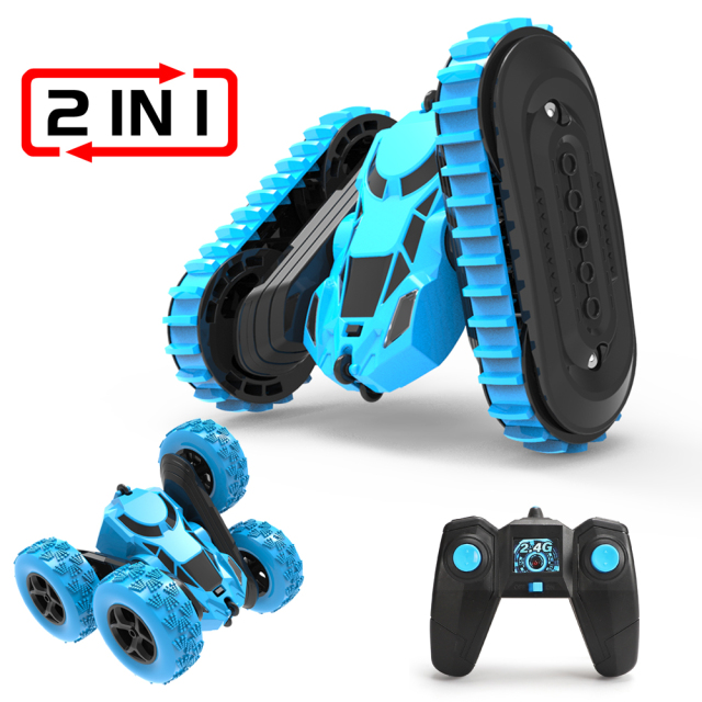 2 in 1 RC Car Two Tire Convert Remote Control Double-sided Stunt Car With LED 4WD 360° Rotation Fancy Shape Children's Toys Gift