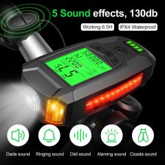 Bike Lights Set, USB Rechargeable, Super Bright Front Headlight And Rear LED Bicycle Light, 5 Light Modes, With Speedometer Calorie Counter